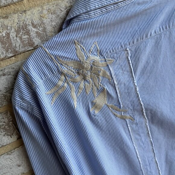 J. C. Rags Long Sleeve Striped Embroidered Button Up Shirt Men's Size L - Picture 6 of 9